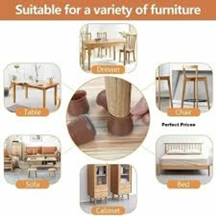 24 pcs Chair Leg Floor Protectors Felt Bottom - Image 2